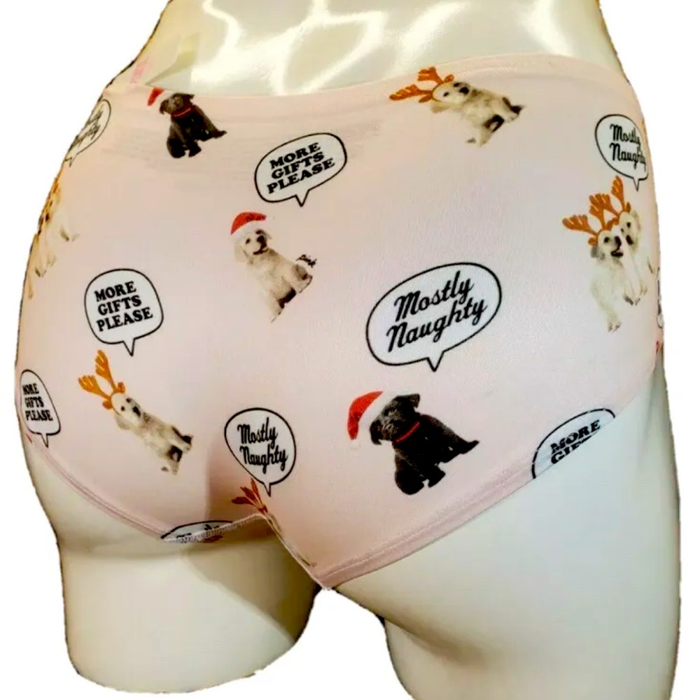 VS PINK CHRISTMAS HOLIDAY DOG puppies HIPSTER PANTY/ M
